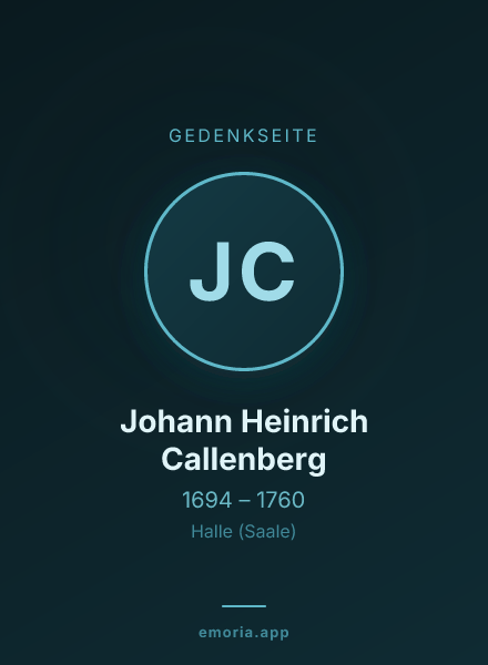 Gedenkportrait von Johann Heinrich Callenberg