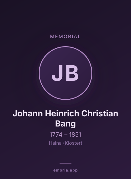 Memorial portrait of Johann Heinrich Christian Bang