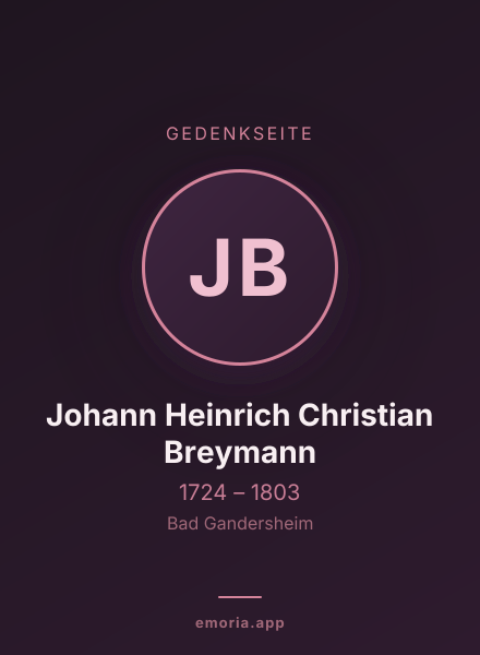 Gedenkportrait von Johann Heinrich Christian Breymann
