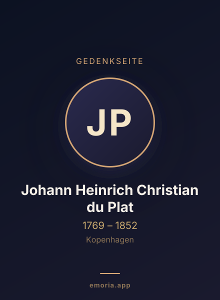 Gedenkportrait von Johann Heinrich Christian du Plat