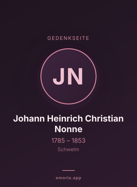 Gedenkportrait von Johann Heinrich Christian Nonne