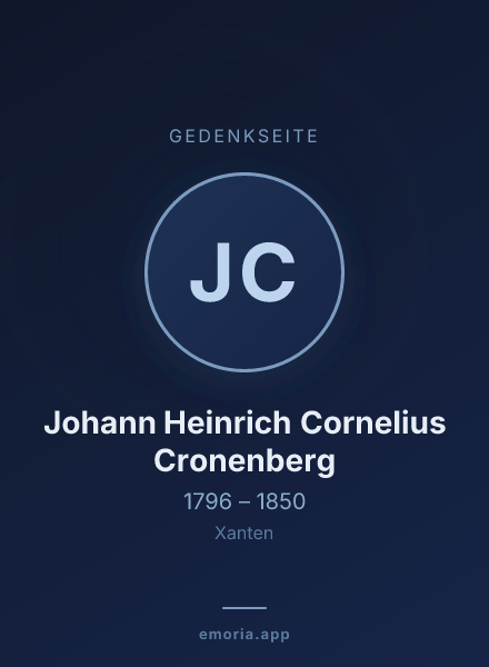 Gedenkportrait von Johann Heinrich Cornelius Cronenberg