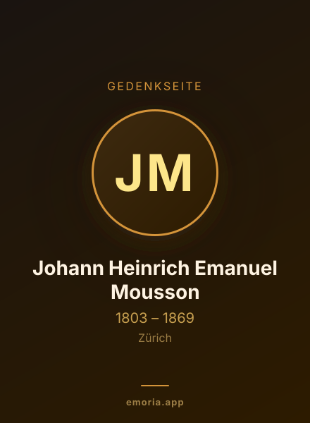Gedenkportrait von Johann Heinrich Emanuel Mousson
