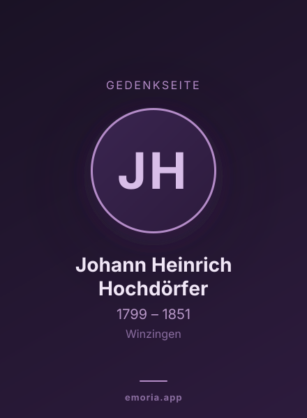 Gedenkportrait von Johann Heinrich Hochdörfer