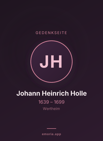 Gedenkportrait von Johann Heinrich Holle
