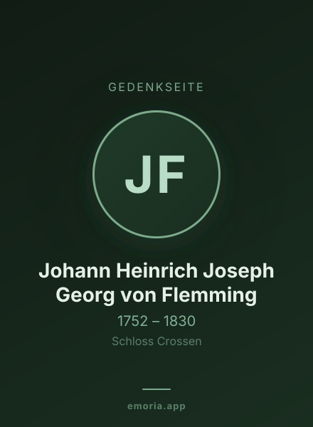 Gedenkportrait von Johann Heinrich Joseph Georg von Flemming