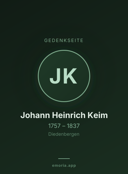 Gedenkportrait von Johann Heinrich Keim