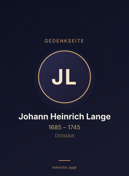 Gedenkportrait von Johann Heinrich Lange