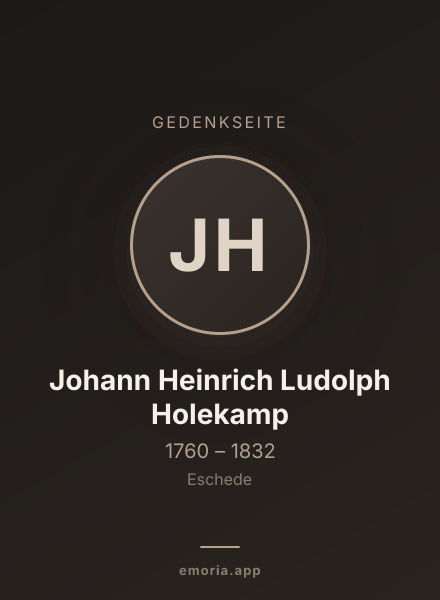 Gedenkportrait von Johann Heinrich Ludolph Holekamp
