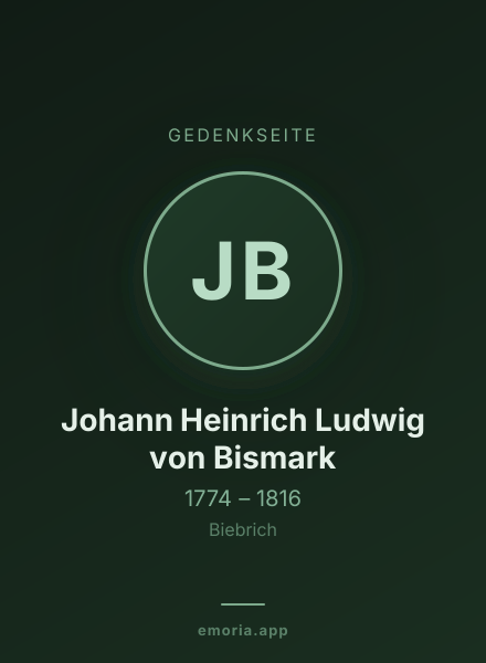 Gedenkportrait von Johann Heinrich Ludwig von Bismark