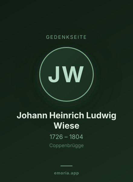 Gedenkportrait von Johann Heinrich Ludwig Wiese