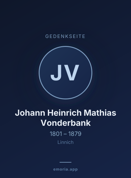 Gedenkportrait von Johann Heinrich Mathias Vonderbank