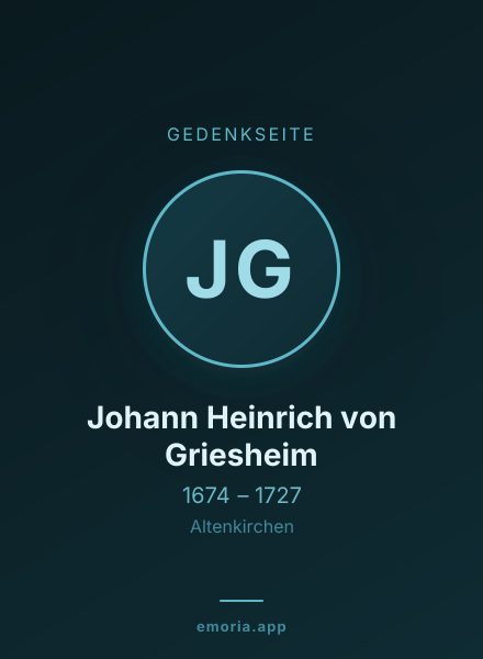Gedenkportrait von Johann Heinrich von Griesheim