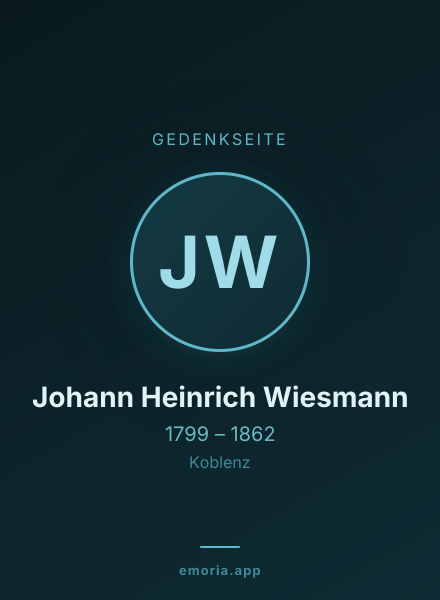 Gedenkportrait von Johann Heinrich Wiesmann