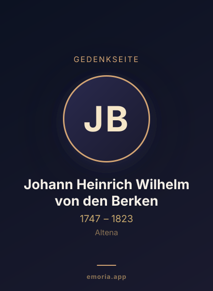 Gedenkportrait von Johann Heinrich Wilhelm von den Berken