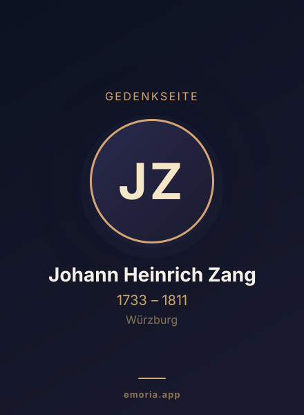 Gedenkportrait von Johann Heinrich Zang