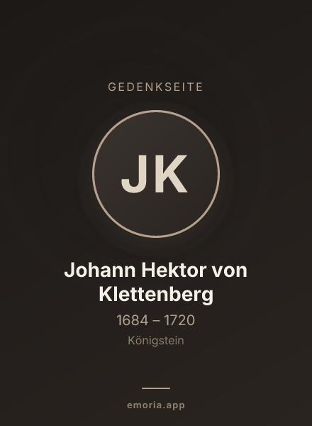 Gedenkportrait von Johann Hektor von Klettenberg