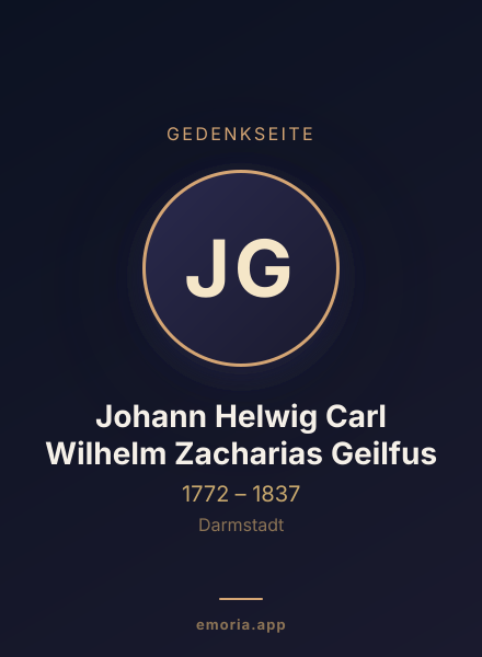 Gedenkportrait von Johann Helwig Carl Wilhelm Zacharias Geilfus