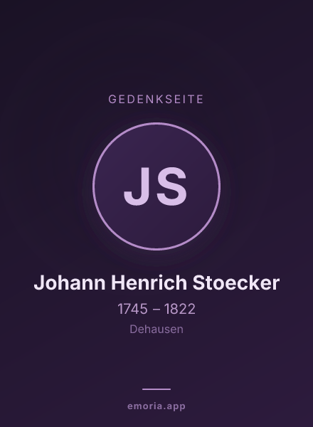 Gedenkportrait von Johann Henrich Stoecker