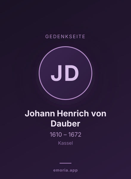 Gedenkportrait von Johann Henrich von Dauber