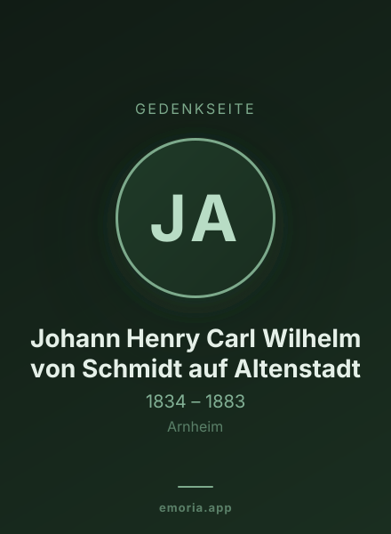 Gedenkportrait von Johann Henry Carl Wilhelm von Schmidt auf Altenstadt