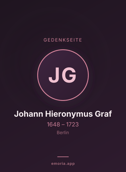 Gedenkportrait von Johann Hieronymus Graf