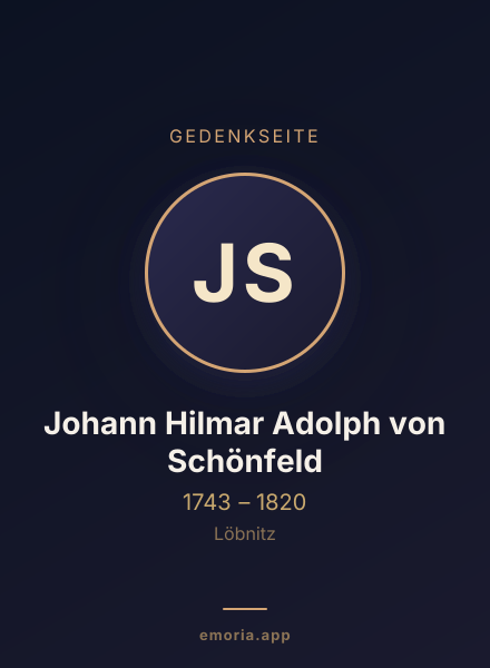 Gedenkportrait von Johann Hilmar Adolph von Schönfeld