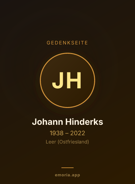 Gedenkportrait von Johann Hinderks