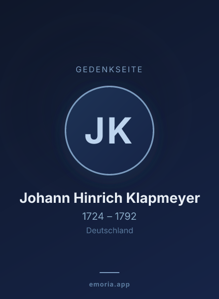Gedenkportrait von Johann Hinrich Klapmeyer
