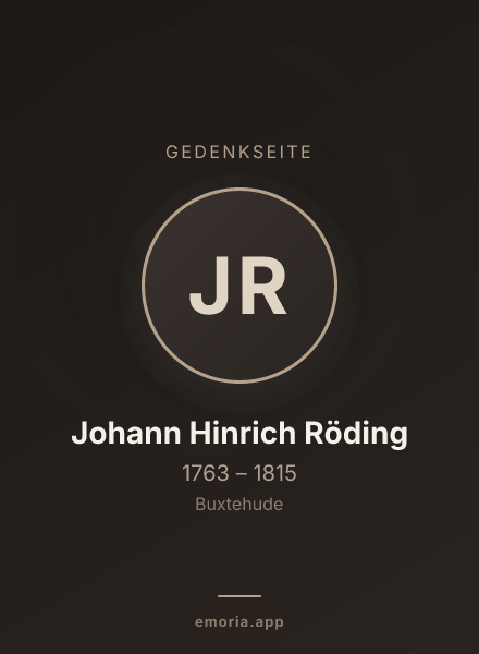 Gedenkportrait von Johann Hinrich Röding