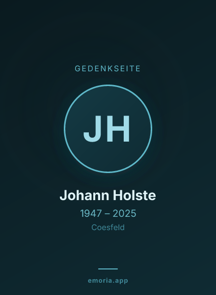 Gedenkportrait von Johann Holste