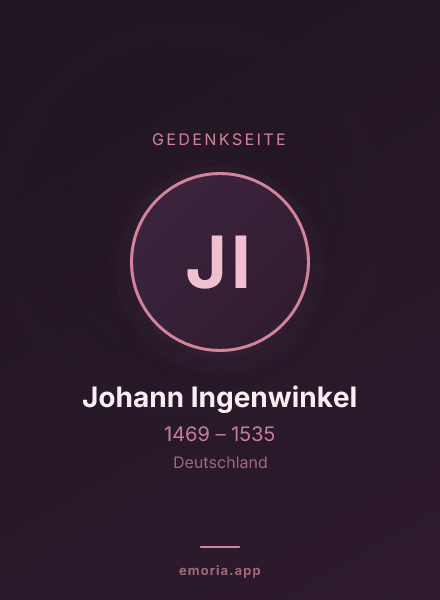 Gedenkportrait von Johann Ingenwinkel