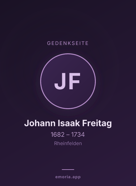 Gedenkportrait von Johann Isaak Freitag