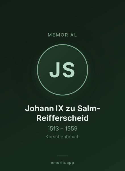 Memorial portrait of Johann IX zu Salm-Reifferscheid