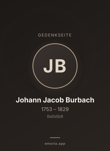 Gedenkportrait von Johann Jacob Burbach