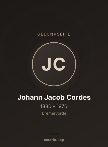 Gedenkportrait von Johann Jacob Cordes