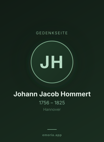 Gedenkportrait von Johann Jacob Hommert