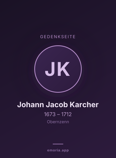 Gedenkportrait von Johann Jacob Karcher