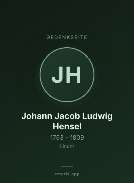 Gedenkportrait von Johann Jacob Ludwig Hensel