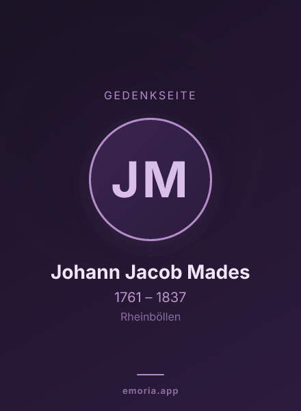 Gedenkportrait von Johann Jacob Mades
