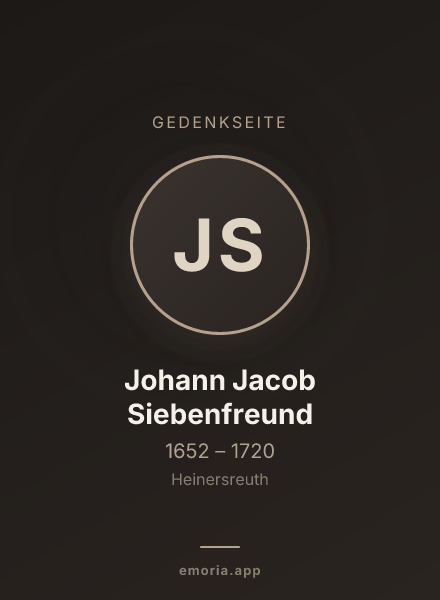 Gedenkportrait von Johann Jacob Siebenfreund