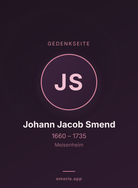 Gedenkportrait von Johann Jacob Smend