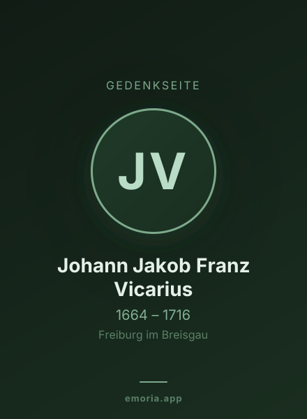 Gedenkportrait von Johann Jakob Franz Vicarius