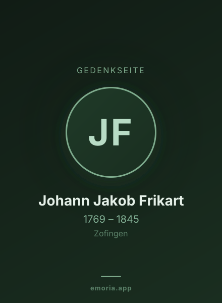 Gedenkportrait von Johann Jakob Frikart