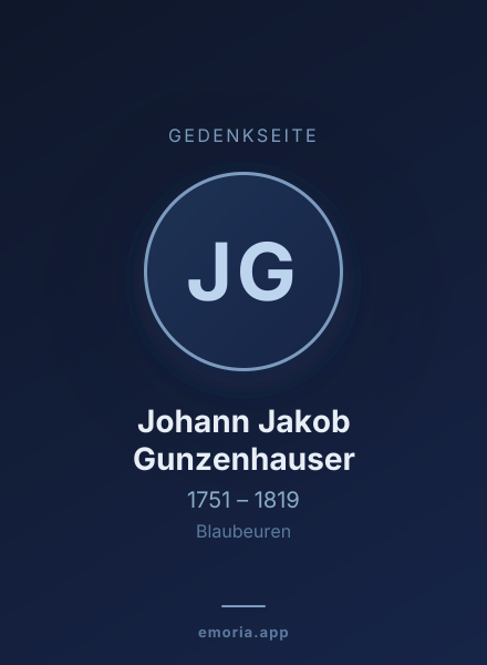 Gedenkportrait von Johann Jakob Gunzenhauser