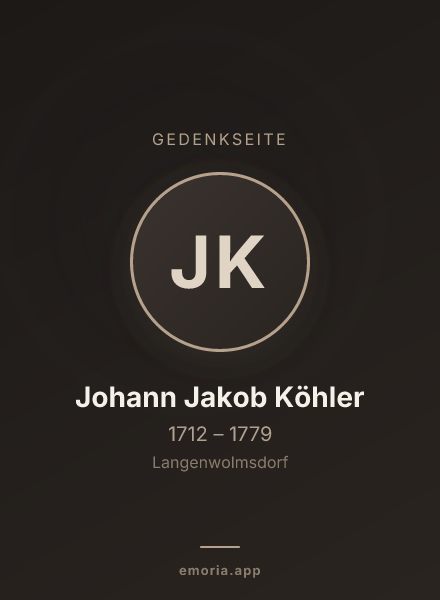 Gedenkportrait von Johann Jakob Köhler