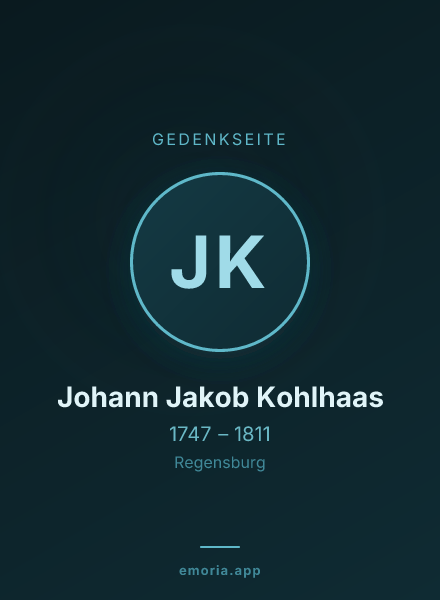 Gedenkportrait von Johann Jakob Kohlhaas