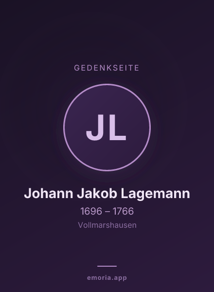 Gedenkportrait von Johann Jakob Lagemann