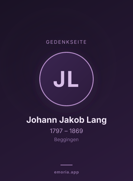 Gedenkportrait von Johann Jakob Lang