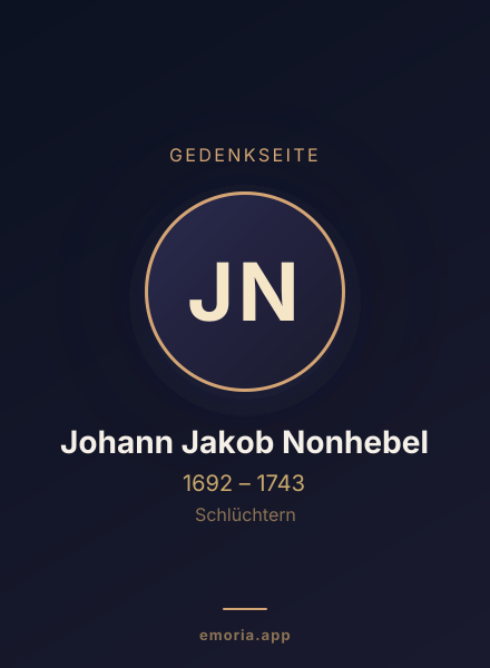 Gedenkportrait von Johann Jakob Nonhebel
